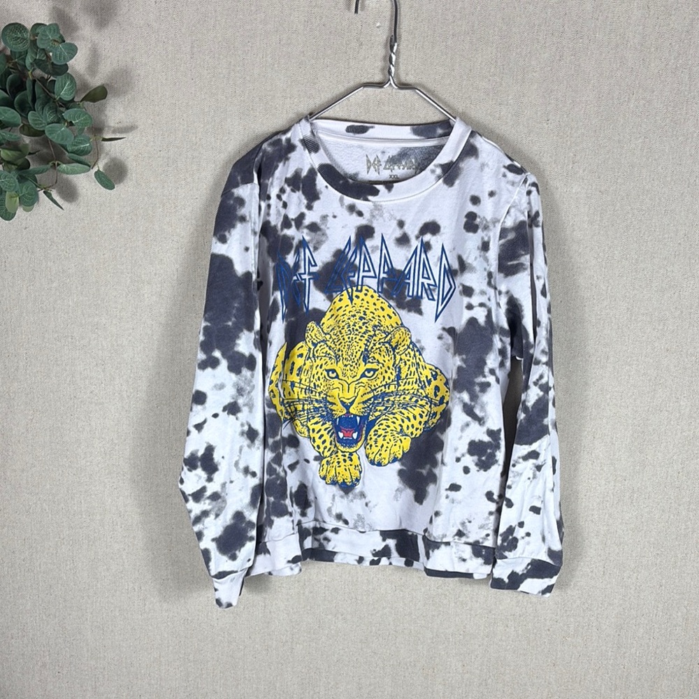 Leopard Graphic Tie-Dye Sweatshirt - Black, White & Yellow